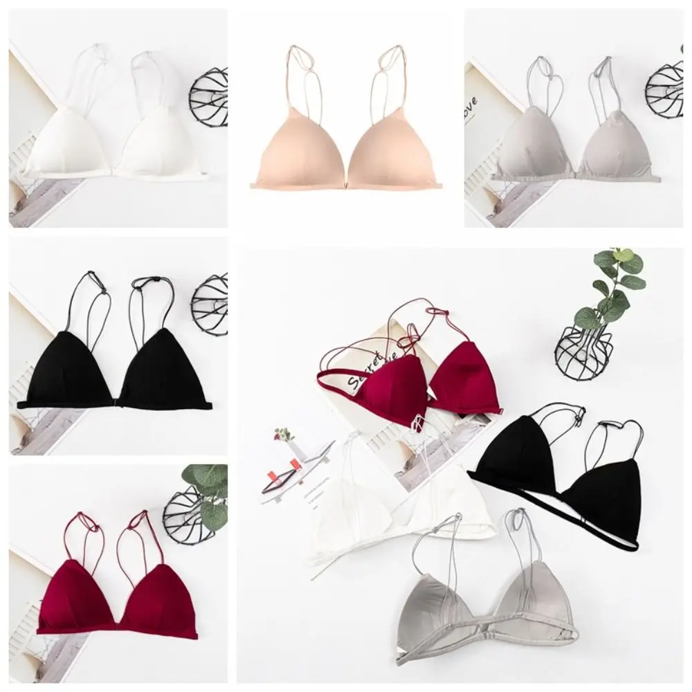 Atmungsaktive Dreiecks-BHs für Frauen, dünne Träger, Push-up-BH im französischen Stil, Schönheitsrücken-Lingerie, drahtloser BH für den Sommer. – Detail 3