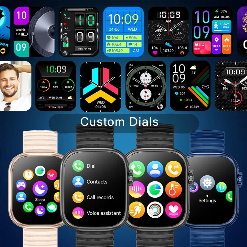 SENBONO Smart Watch Men Women LED Flashlight 100+ Sport Modes Fitness Tracker Body Temperature 2.01β Screen Smartwatch Men Wome