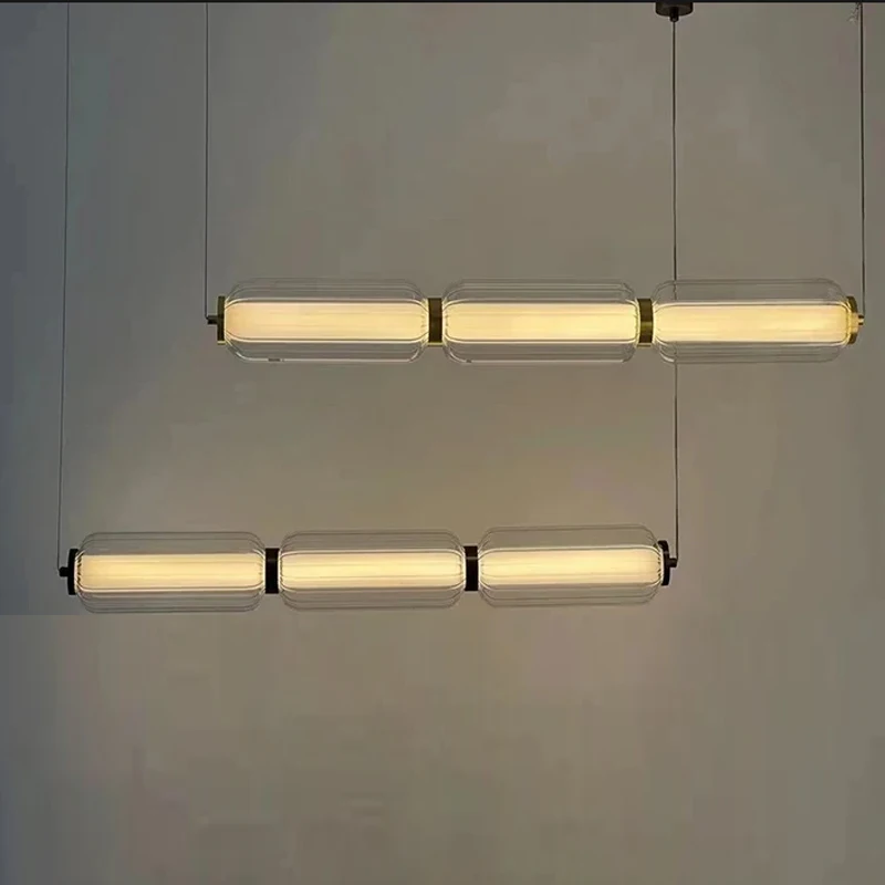 Kombination Lange Glas LED Anhänger Licht Hotel Wohnzimmer Hängen Lampe Restaurant Treppe Hause Dekoration Beleuchtung Leuchte