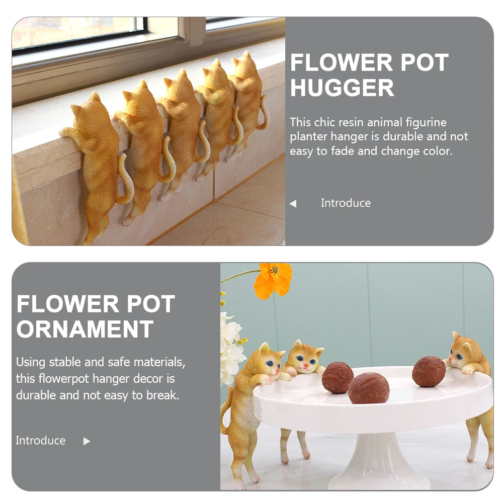 

Cat Ornaments Kitten for Flower Pot Garden Statue Planter Hanger Decorations Hanging Wireless