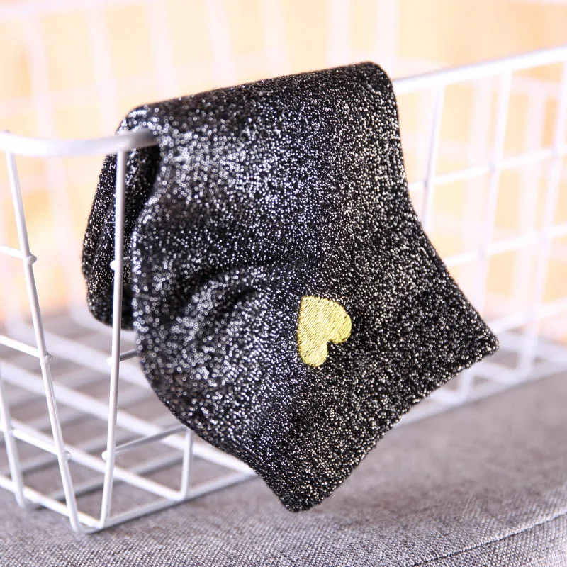 5 زوج/مجموعة النساء الفتيات المطرزة الحب القلب بريق لامعة الجوارب الفضة الملونة موضة مضحك تنفس الكاحل الجوارب #3