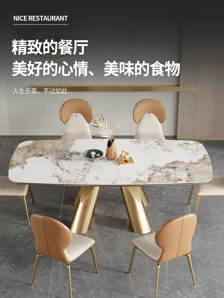

Italian-Style Light Luxury Rock Dining Table Modern Minimalist Designer High-End Villa Bright Light Dining Table