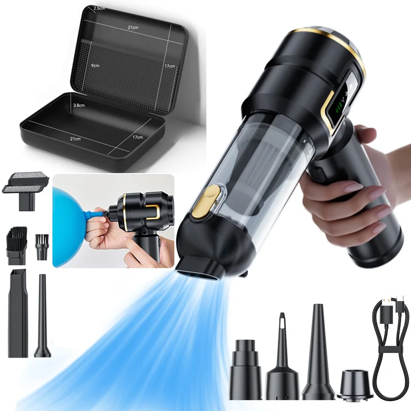 Aspirateur de tempête, aspirateur de voiture 80000 RPM, aspirateur de pompe gonflable 2 en 1, pour canapé, bureau, voiture