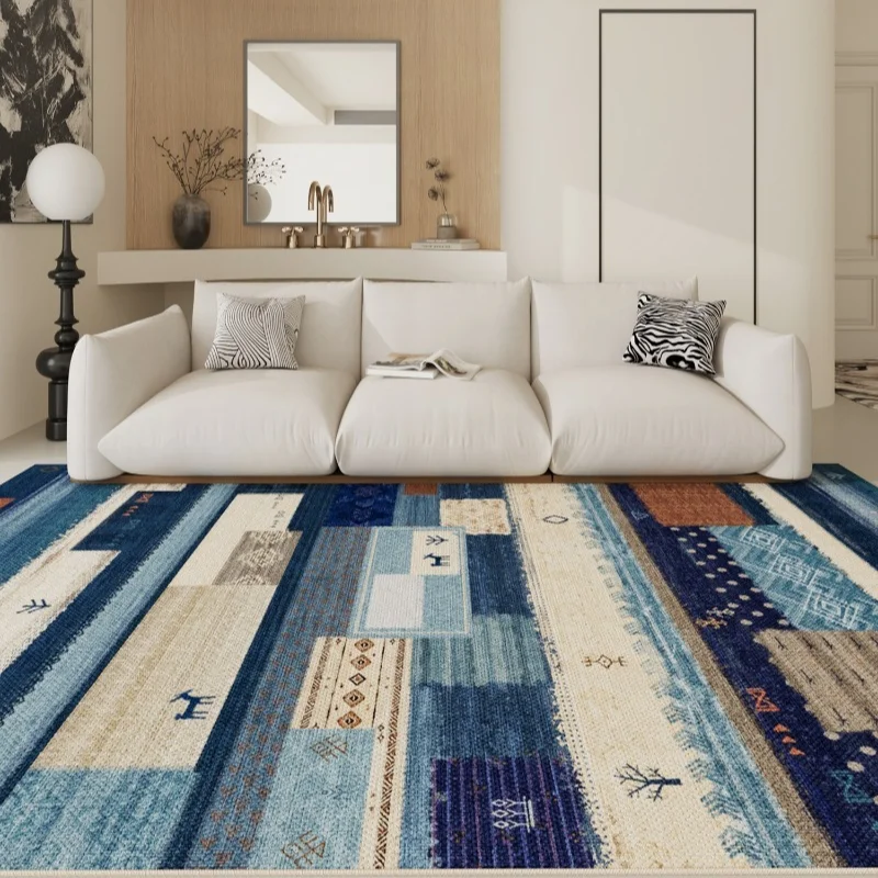 Blue Green Color-blocked Bohemian Stripes Living Room Carpet Geometric Pattern Bedroom Rug Trendy Home Decor Coffee Table Mat 러그