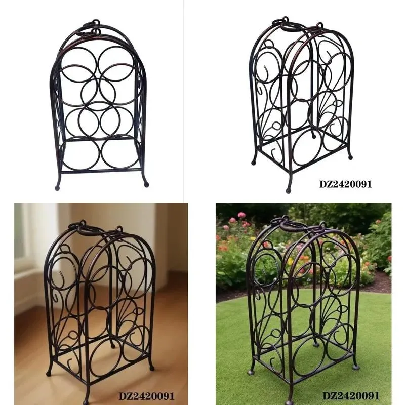 Modern Simple Iron Desktop Wine Rack Holds 5-9 Glasses and 7 Bottles Stylish Design for Home Use