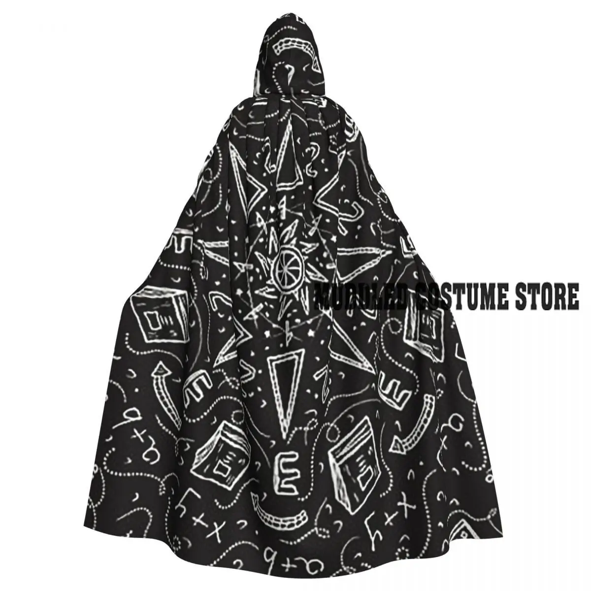 

Длинный плащ с капюшоном «Снова в школу», математический узор, средневековый костюм ведьмы, накидка для косплея, накидка на Хэллоуин, вечеринка для взрослых, унисекс
