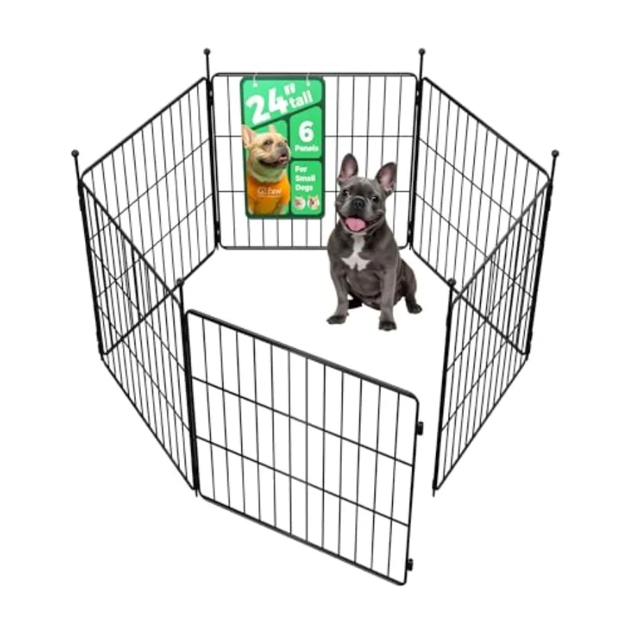 

MiniPaws Unleashed Dog Playpen Indoor Exercise Pen with Expandable and Portable Design for Puppies and Small Dogs 24-inch 6 Pan