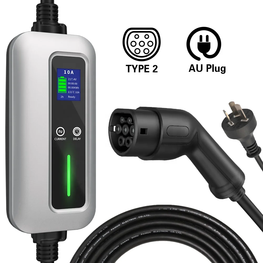 EV Charging Type 2 6A 8A 10A with AU Plug for Electric Vehicle