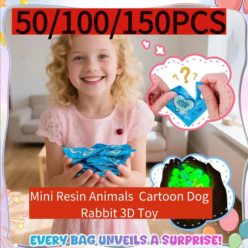 50/100/150 SZT. Świecące w Ciemności Mini Figurki Zwierząt w Torebeczce Niespodziance, Losowe Żywiczne Luminescencyjne Zabawki 3D, Dekoracja do Akwarium, Kolekcjonerskie