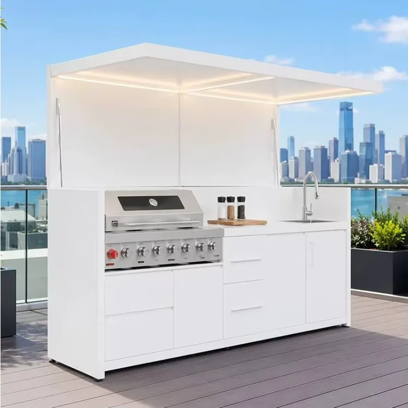 Stainless Steel Integrated Kitchen Modular All-in-One Kitchen Unit Compact Kitchen Combo Sink Cooking Station For Restaurant