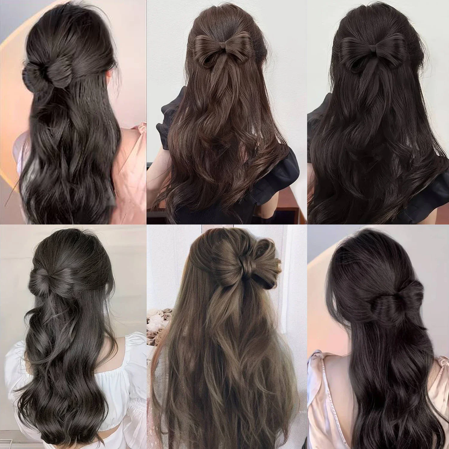 Pince à griffes synthétique avec nœud papillon pour femme, extension de cheveux chignon, marron, blond, degré de chaleur, accessoires pour cheveux,