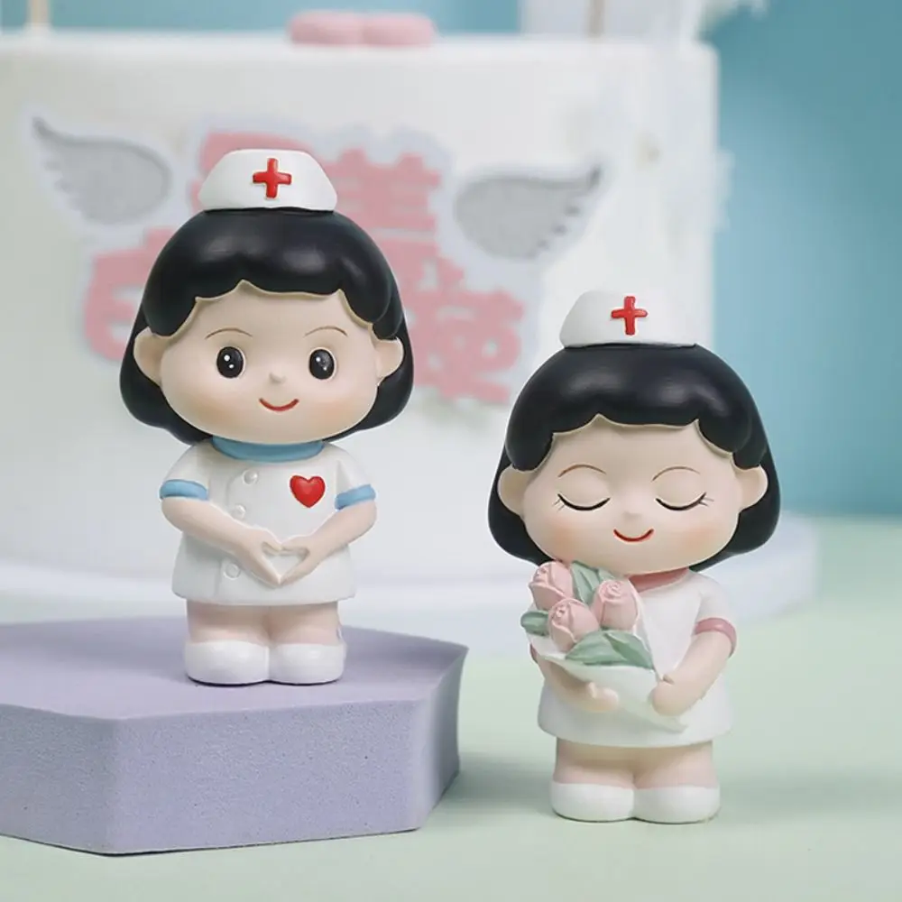 Exquisite Resin Nurse Figurine White DlY Doctor Garage Kit Nurse Baking Ornaments Trophy Making