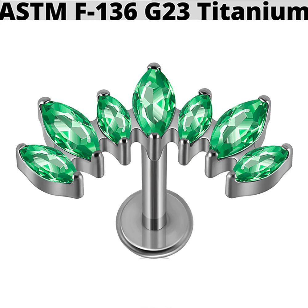 G23 Titanium Marquis Zircon Labret Lip Ring