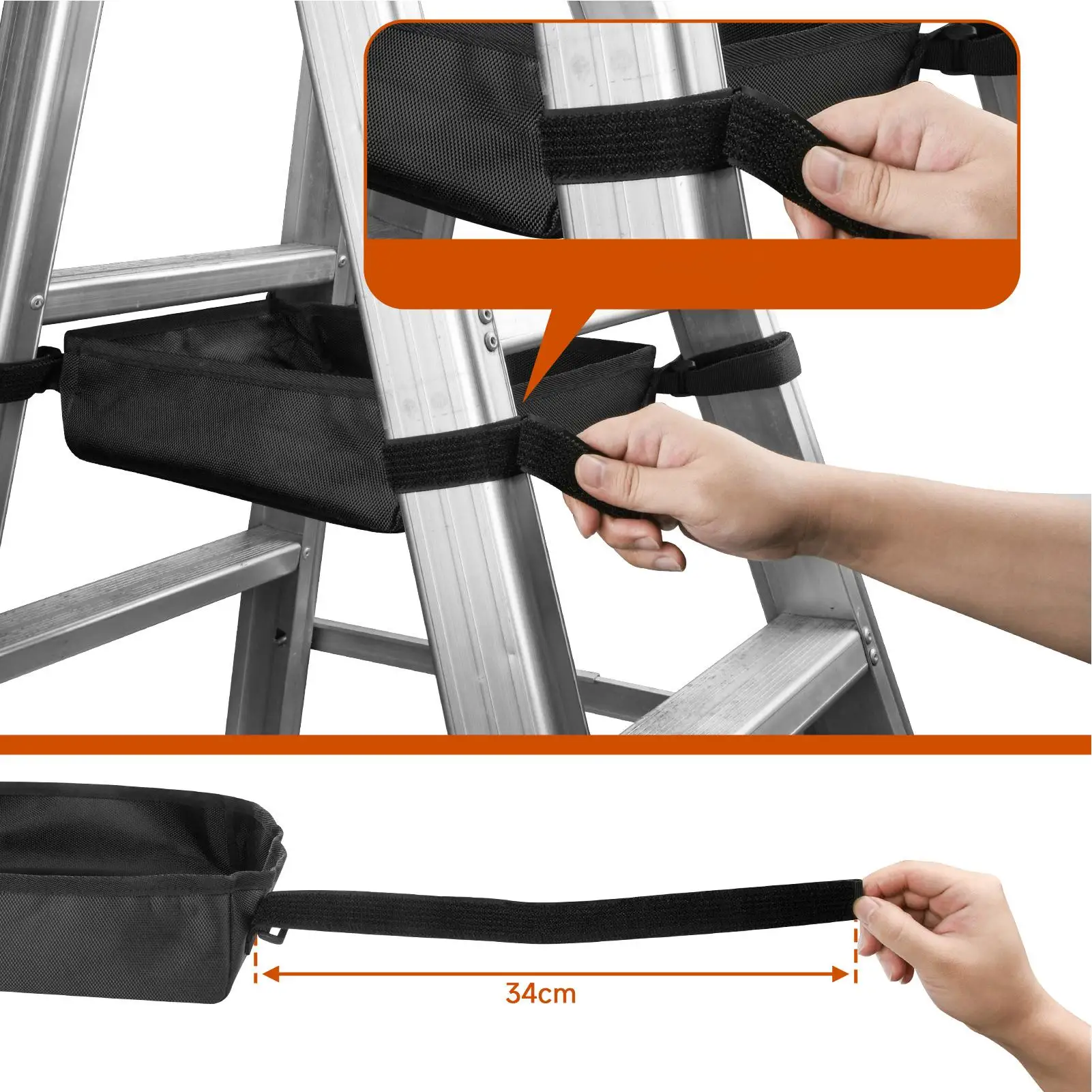 portable Ladder Caddy Wrench Organizer Telescoping Ladder Tool Bag For Painters Handymen Foldable Storage Ladder Work Pouch