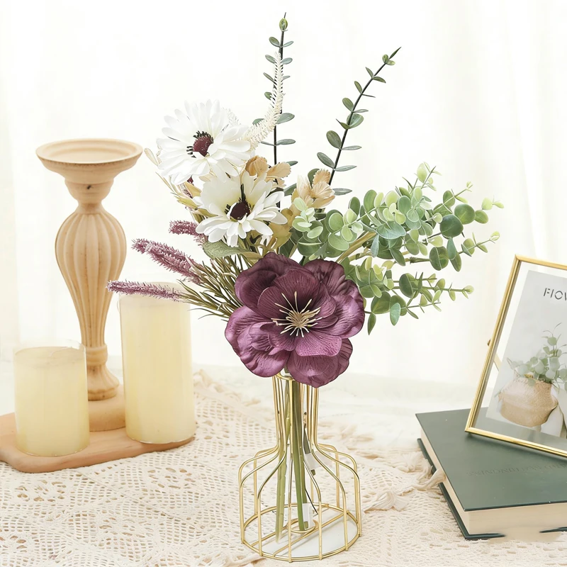 الخشخاش الفاوانيا ديزي الخزامى الأوكالبتوس باقة عيد الميلاد لتقوم بها بنفسك هدية حكيم النبات ديكور الزهور الاصطناعية ديكور المنزل والزفاف