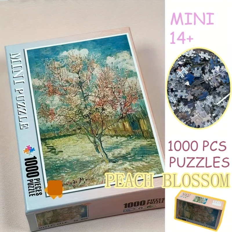 

1000pieces MINI Puzzles For Adults - Peach Blossom 38x26cm (15x10.2in) Challenging Christmas Gifts Stocking Stuffers