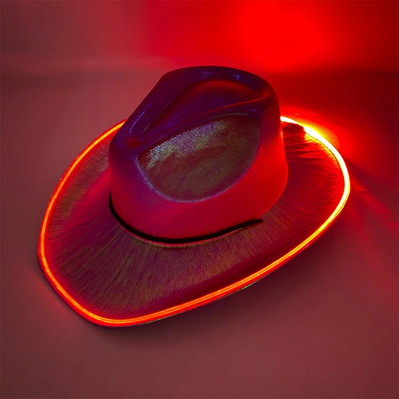 Cappello da cowboy perlescente a LED in stile wireless Festival Disco Sposa Festa di addio al nubilato Forniture natalizie Cappello da cowgirl occidentale illuminato