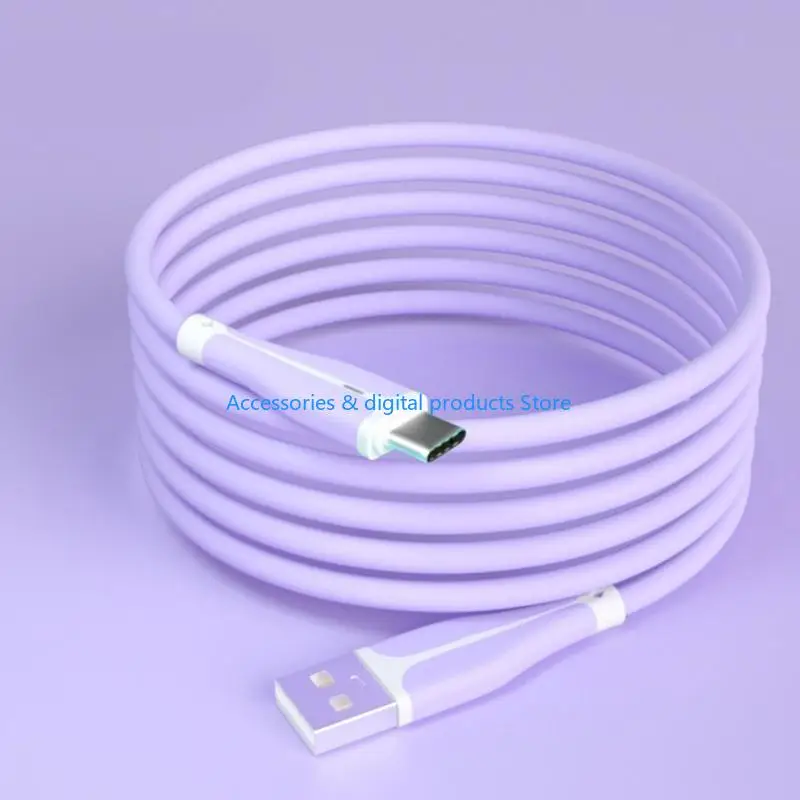 77JD Soft Silicone USB to Type-C Cable for Mobile Phones with Type-C Charging Port Fast Data Transfer Cable Cord 1M