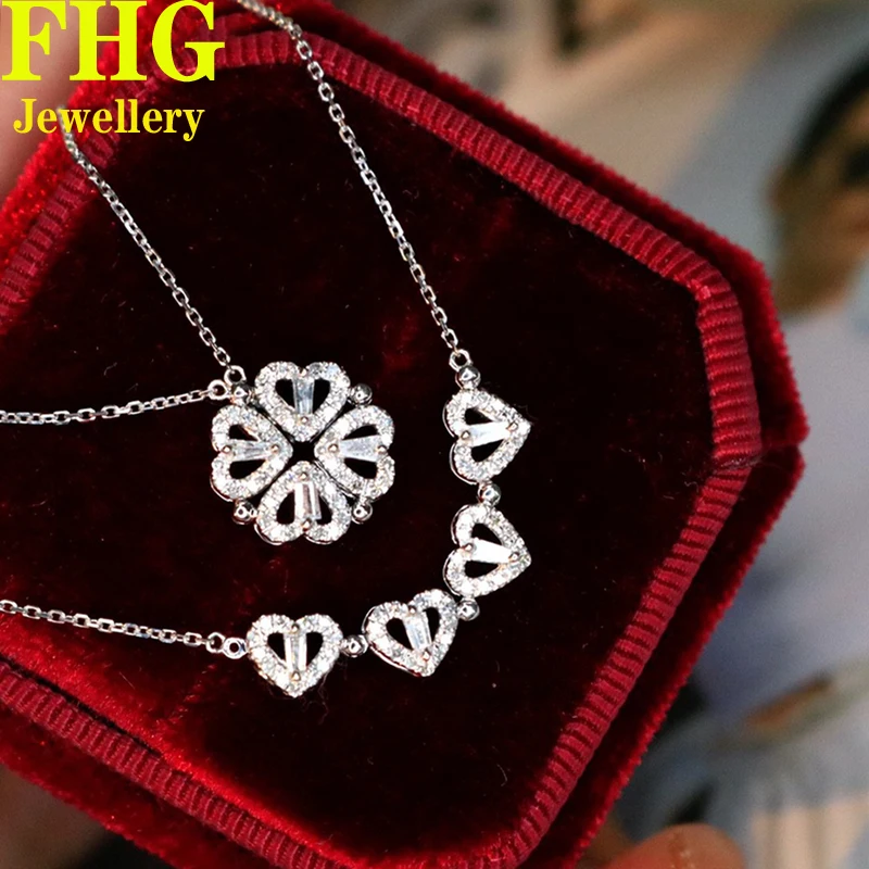 

Natural Real Diamond 0.25Ct 18K White Gold Diamonds Necklcae have two kind of wearing Ladies Birthday Gift Party Wedding Jewelry