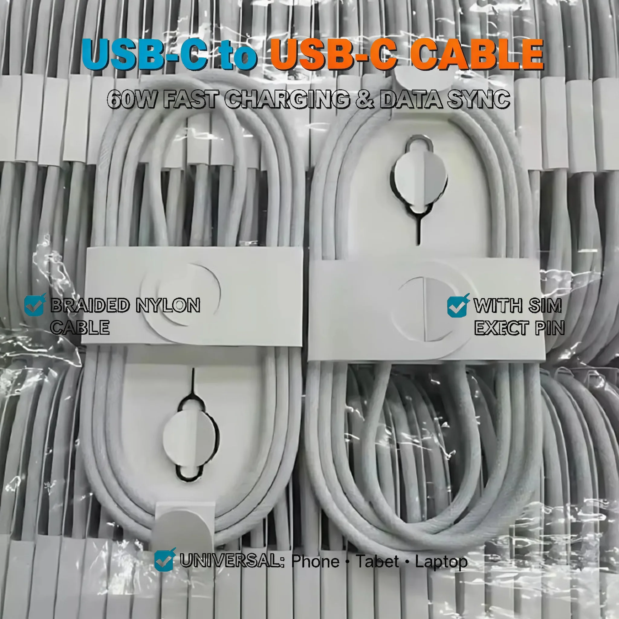 1-50Pcs 60W Type C Weaving Cable For iPhone 14 13 12 11 15 17 16 Pro Max Plus USB C Fast Charging Cable Phone Accessories
