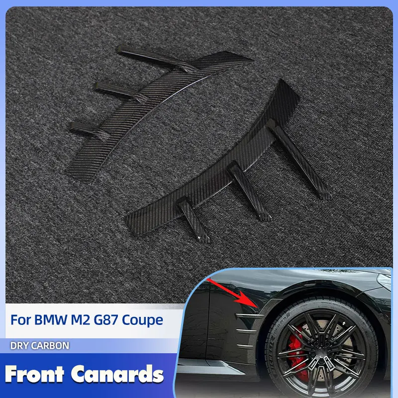 Car Front Side Fender Arches Trims Canards Dry Carbon Fiber for BMW M2 G87 Coupe 2023-2025 Side Fender Splitters Cover Body Kits