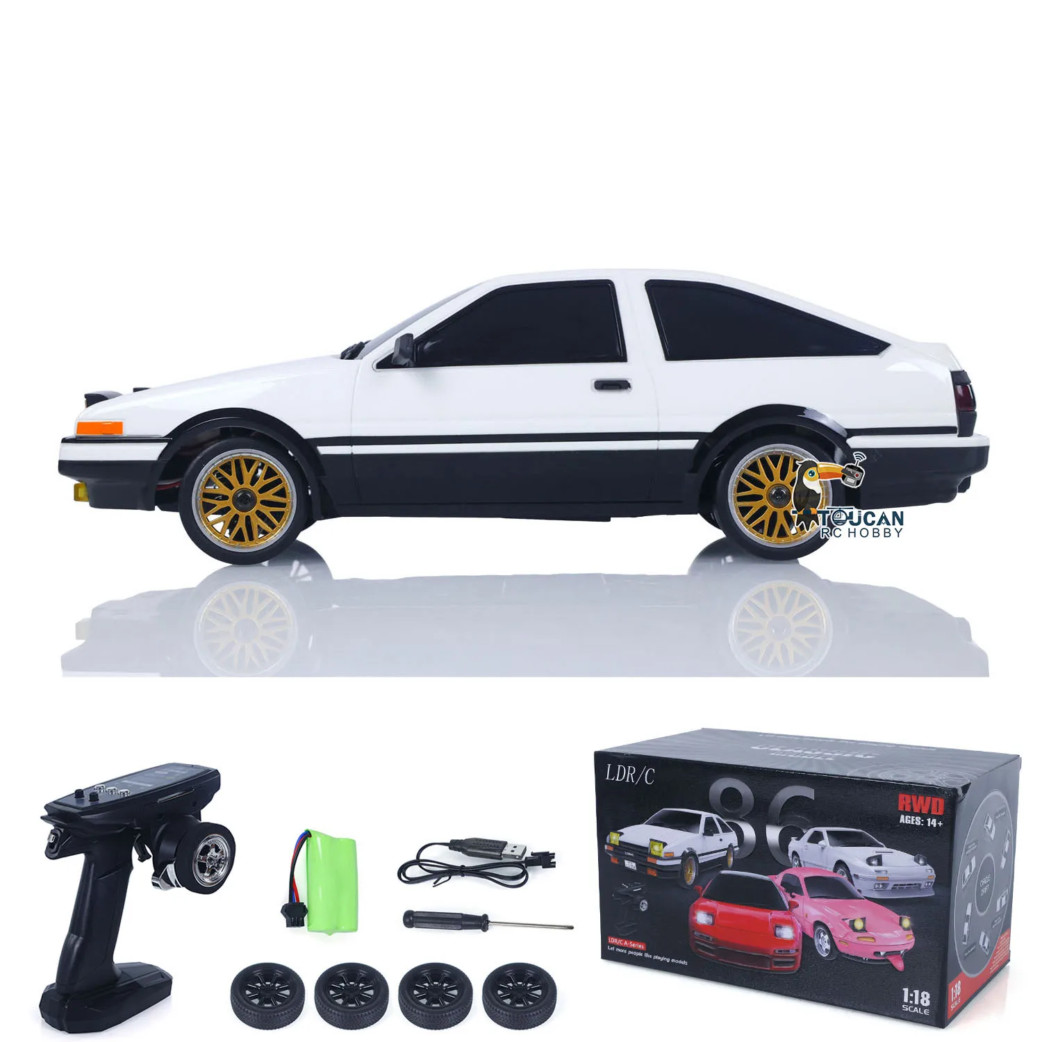 Venta de EE. UU. 1/18 LDRC LD1801 RC Drift Car RWD AE86 vehículos de carreras giroscopio con luz abatible