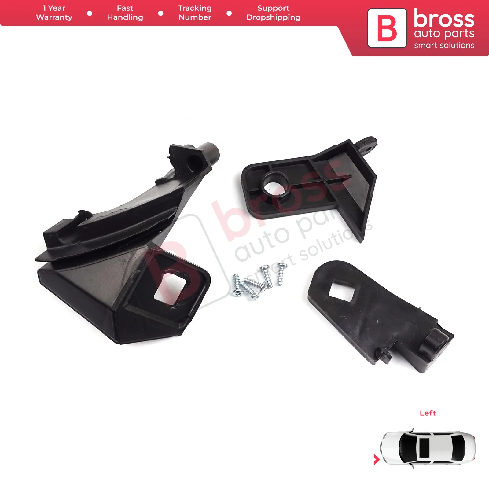 BHL501 Headlight Housing Repair Mount Holder Bracket Tab Clips Kit Left for Fiat Doblo MK2 263 2010-2014 Pre-Facelift 51810672