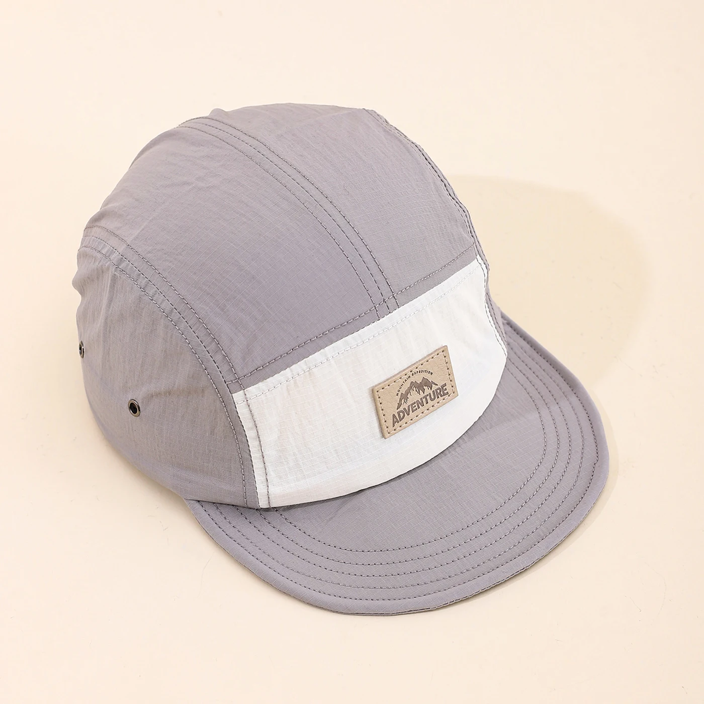 Patch-Stitched Mountain Peak Letter Quick-Drying Hat - Color-Matched Patchwork - Five-Piece Hat Design - Outdoor Casual Hat