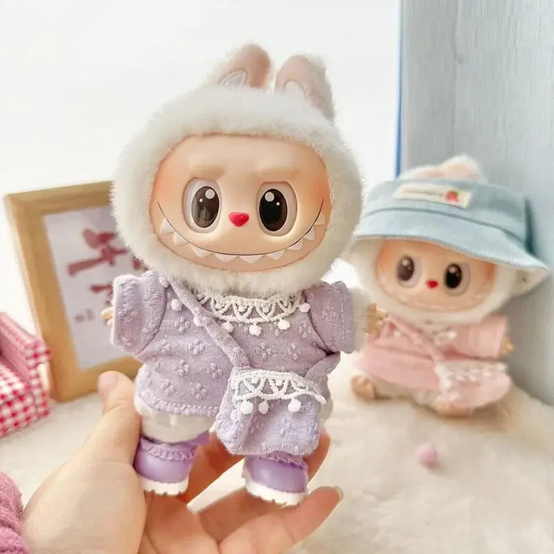 Mini Plush Doll'S Clothes Outfit Accessories For Korea Kpop Exo 15-17cm Labubu Idol V1 V2 four-petal flower suit Clothing Gift