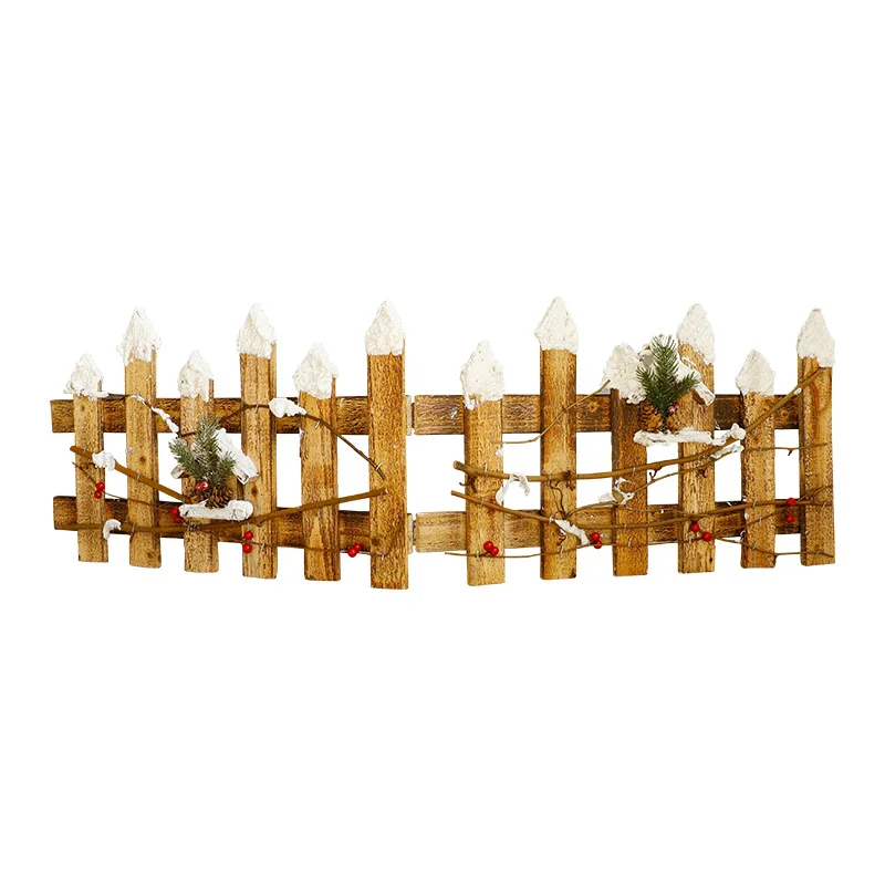 98/40cm Christmas Small Fence Rustic Style Wooden Desktop Scene Arrangement Shooting Props Small Fence