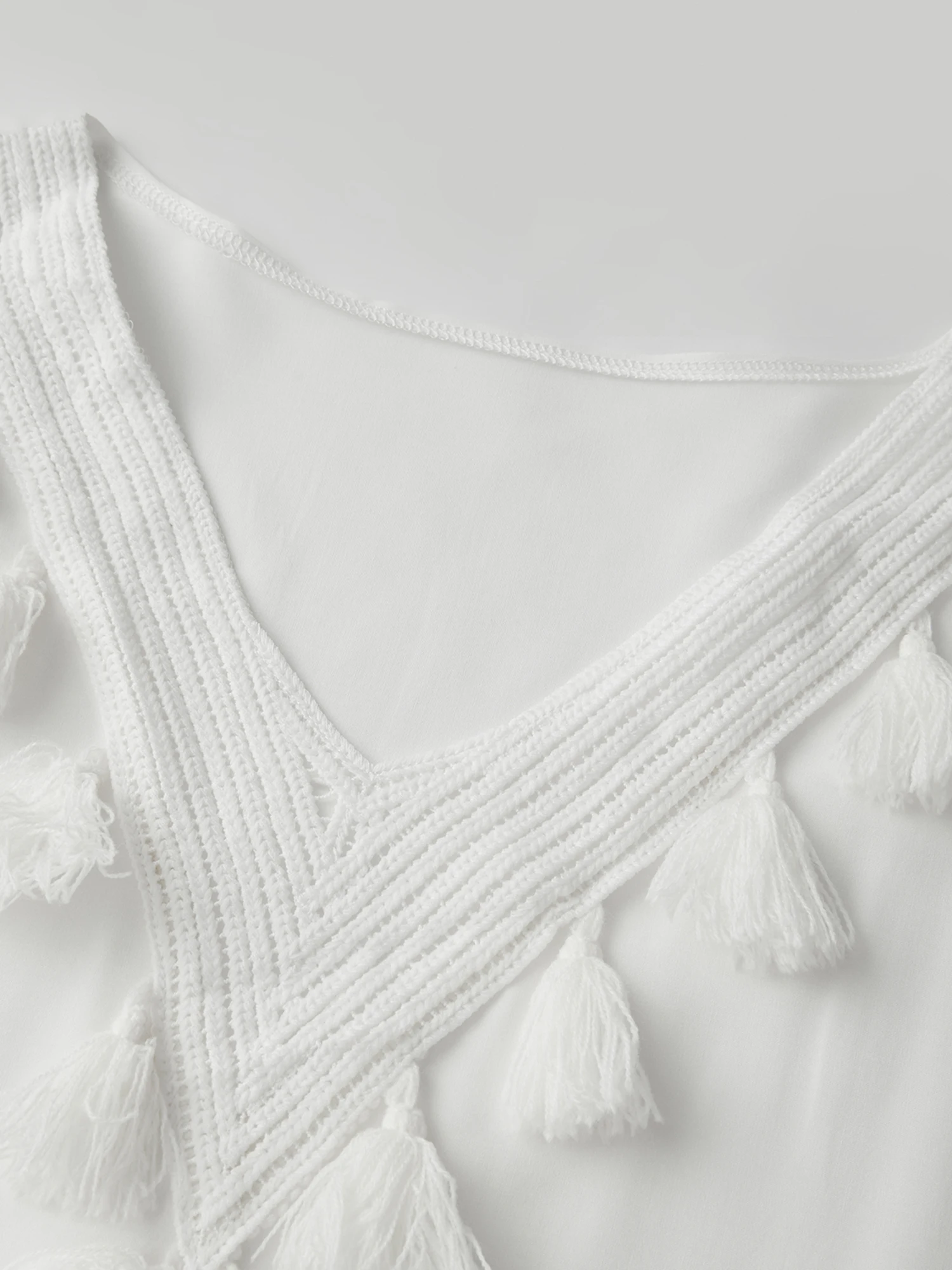 

Женское длинное платье с кисточками и глубоким v-образным вырезом, рукав «летучая мышь», свободный крой, летняя пляжная накидка-UP