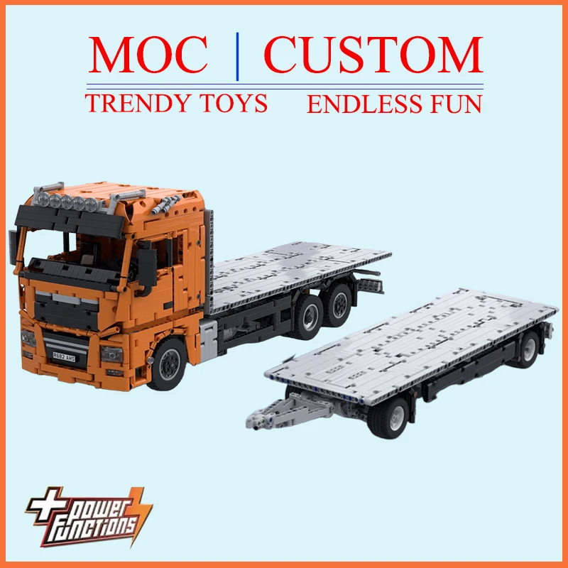Specially Customized MOCladbed Truck with Liftaxle Model - Trendy Educational Toy, Casual Building Game Toy For Holiday gifts