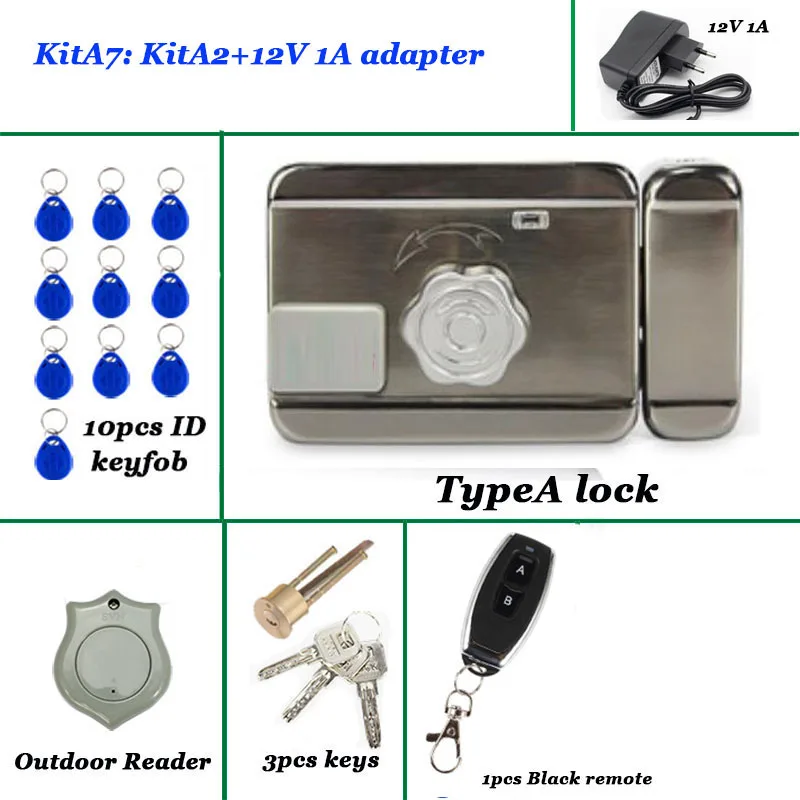 12V Electric RIM Lock With Remote Controller 125Khz RFID Lock Keyless Entry Door Lock For Wooden Door Iron Gate