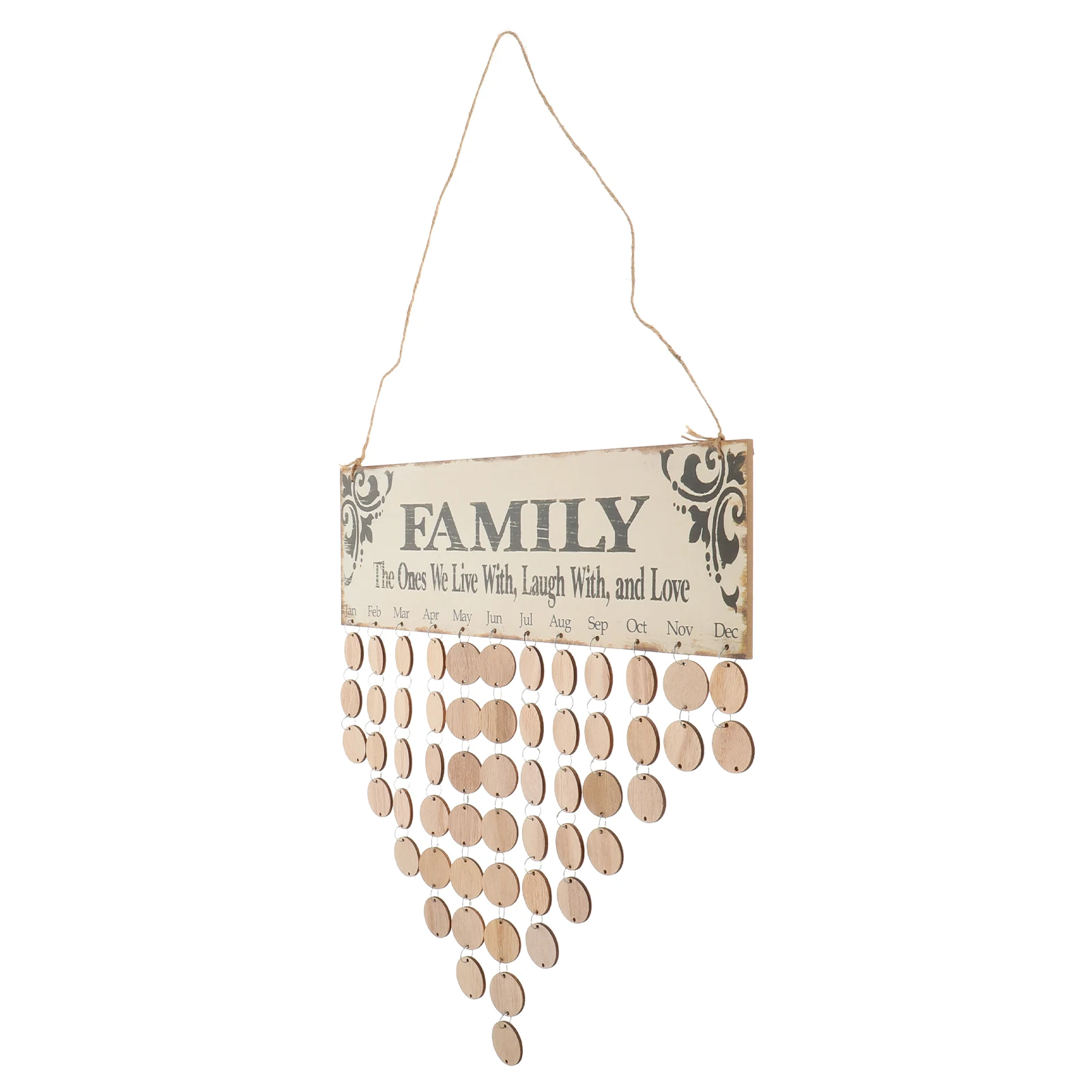 50 stuks Familie Verjaardag Bord Diy Houten Kalender Ronde Schijven Muur Decor Verjaardag Herinnering Voor Thuis Festival Feestdecoratie