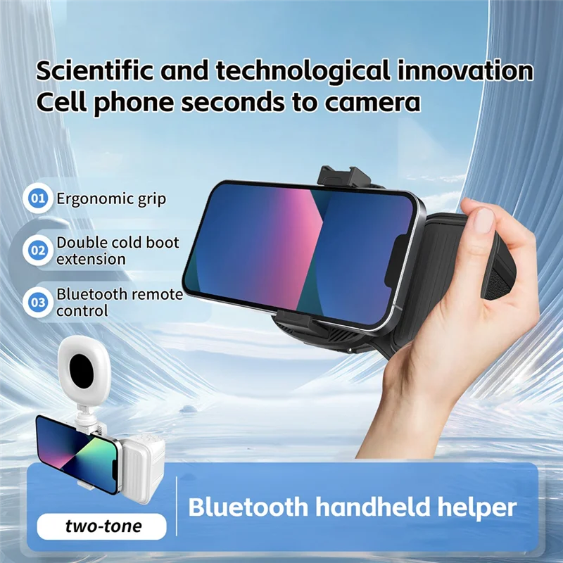 ABWP-Phone Bluetooth Handheld Sefile Stick Handle Stabilizer Vlog Selfie Fill Light Photography Accessories