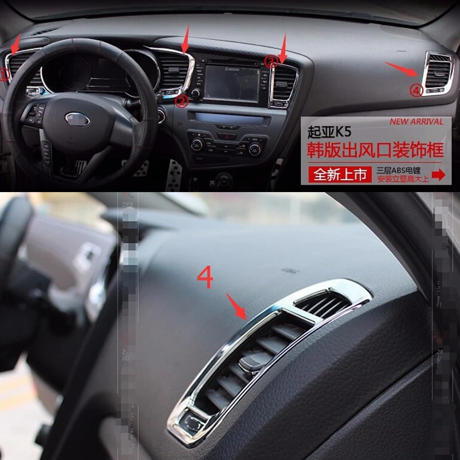 LHD Auto Styling Central Air Conditioning AC Vent Outlet Panel Cover Trim For Kia Optima K5 2011 - 2015 ABS Interior Accessories