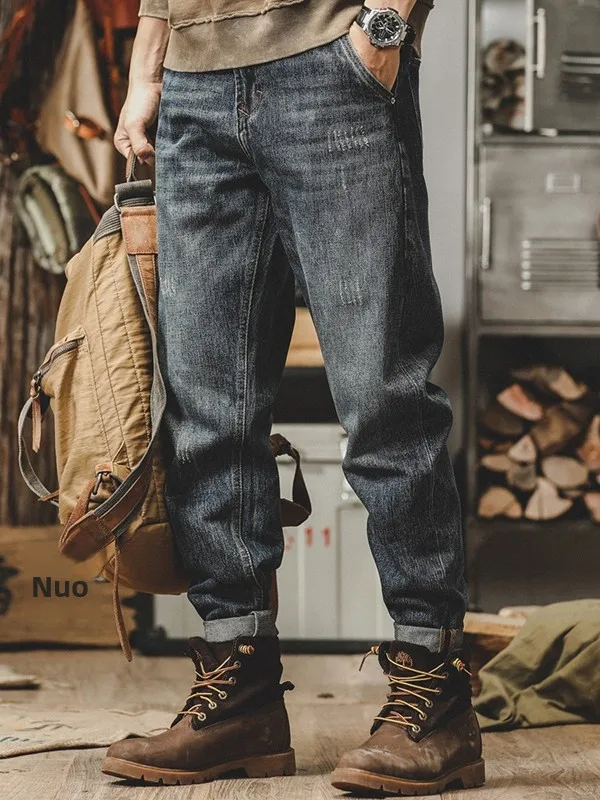 

Classic American Retro Jeans Men's Straight Loose Casual Long Pants Spring Autumn Sle Stone inding Wa Wear Resistant