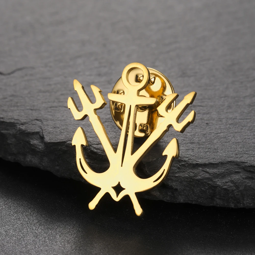 Dawapara Vintage Anker Dreizack Brosche Nordische Mythologie Anstecknadeln Edelstahl Punk Party Accessoires – Detail 13