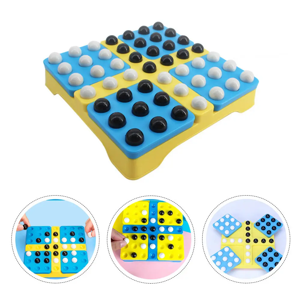

Five-in-A-Row Chess Game Board Bright Colors Rotatable Design Portable Educational Plaything Gobang Chess Five-in-A-Row Game