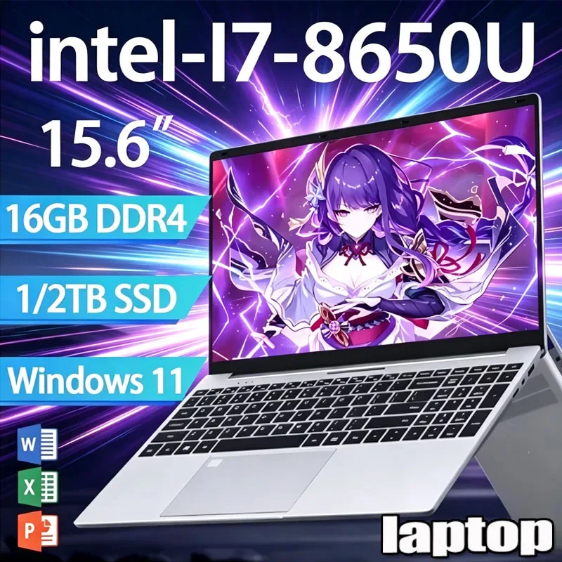 2026 New Core I7 8650U Windows 11 Pro Laptop 32GB RAM 2TB SSD for Gaming Office Studio High-Speed Notebook 5000mAh