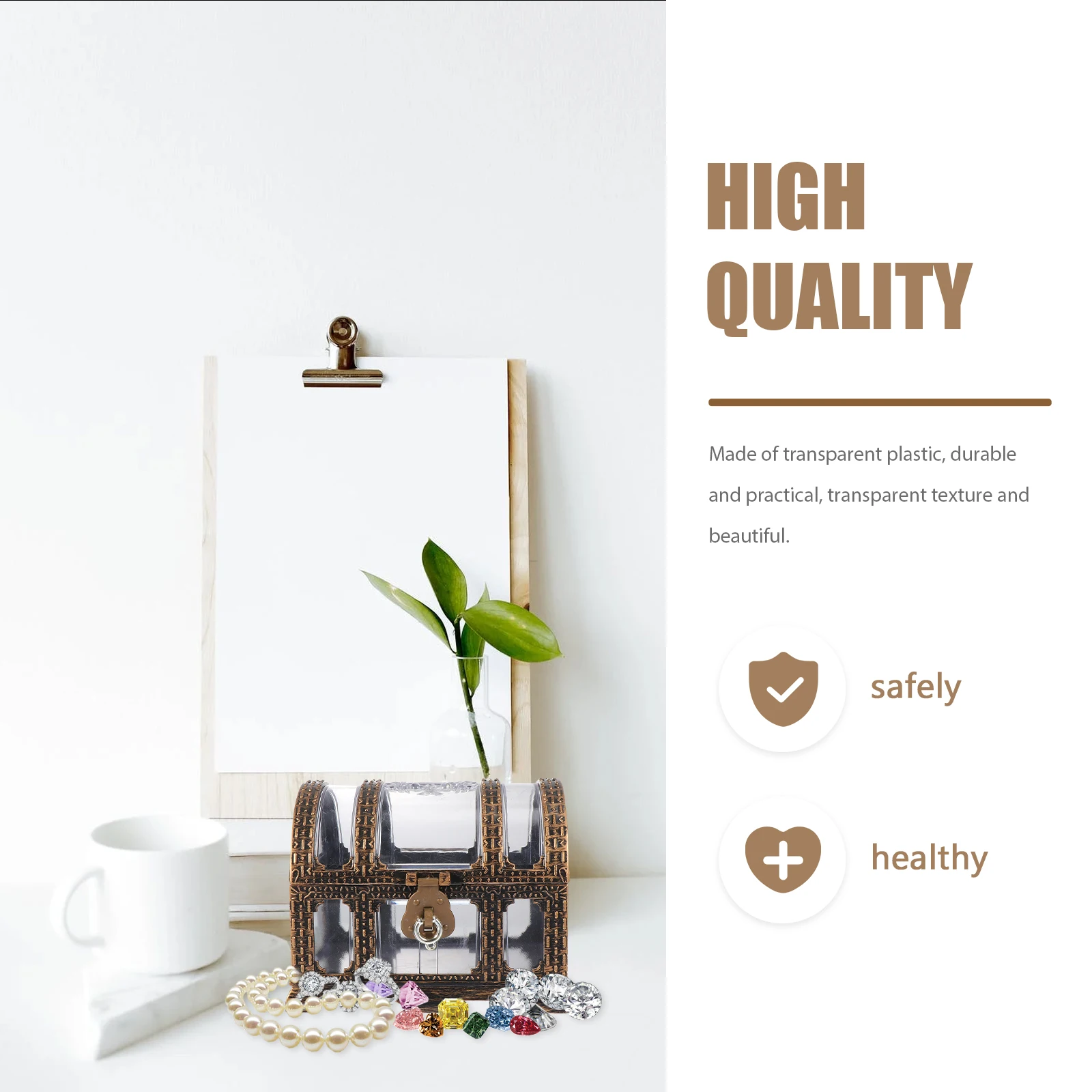 

Plastic Treasure Chest Storage Box for Pirate Party Halloween Jewellery Gems Collectibles Display Tool Prop Transparent Box