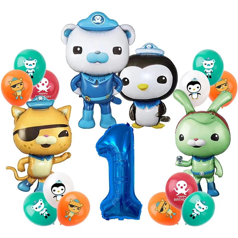Octonauts Geburtstagsparty-Dekoration, Aluminiumfolienballon, Latex, Kinder-Eventzubehör, Einweggeschirr, Banner, Hintergrund, Geschenk