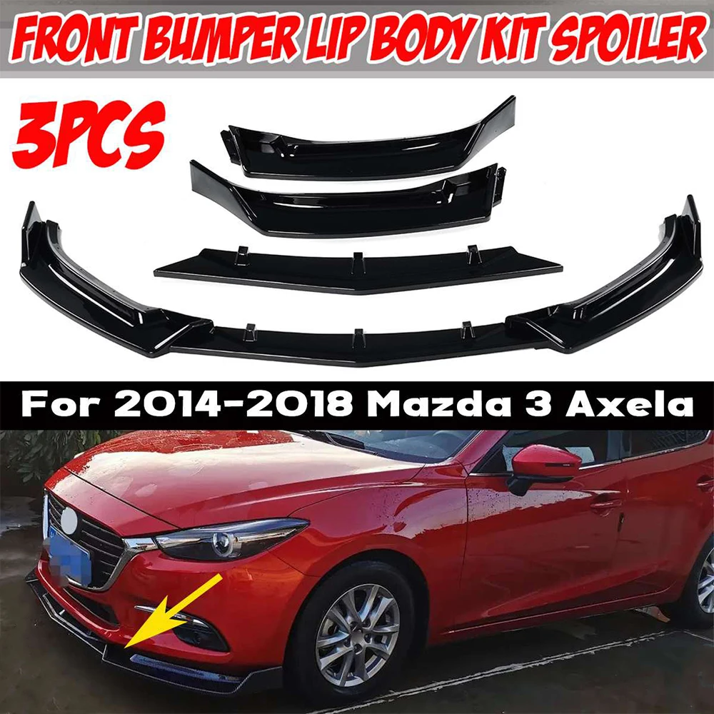 Car Front Bumper Splitter Diffuser Lip Body Kit Spoiler Protector Cover Deflector Lip For Mazda 3 Axela 2014 2015 2016 2017 2018