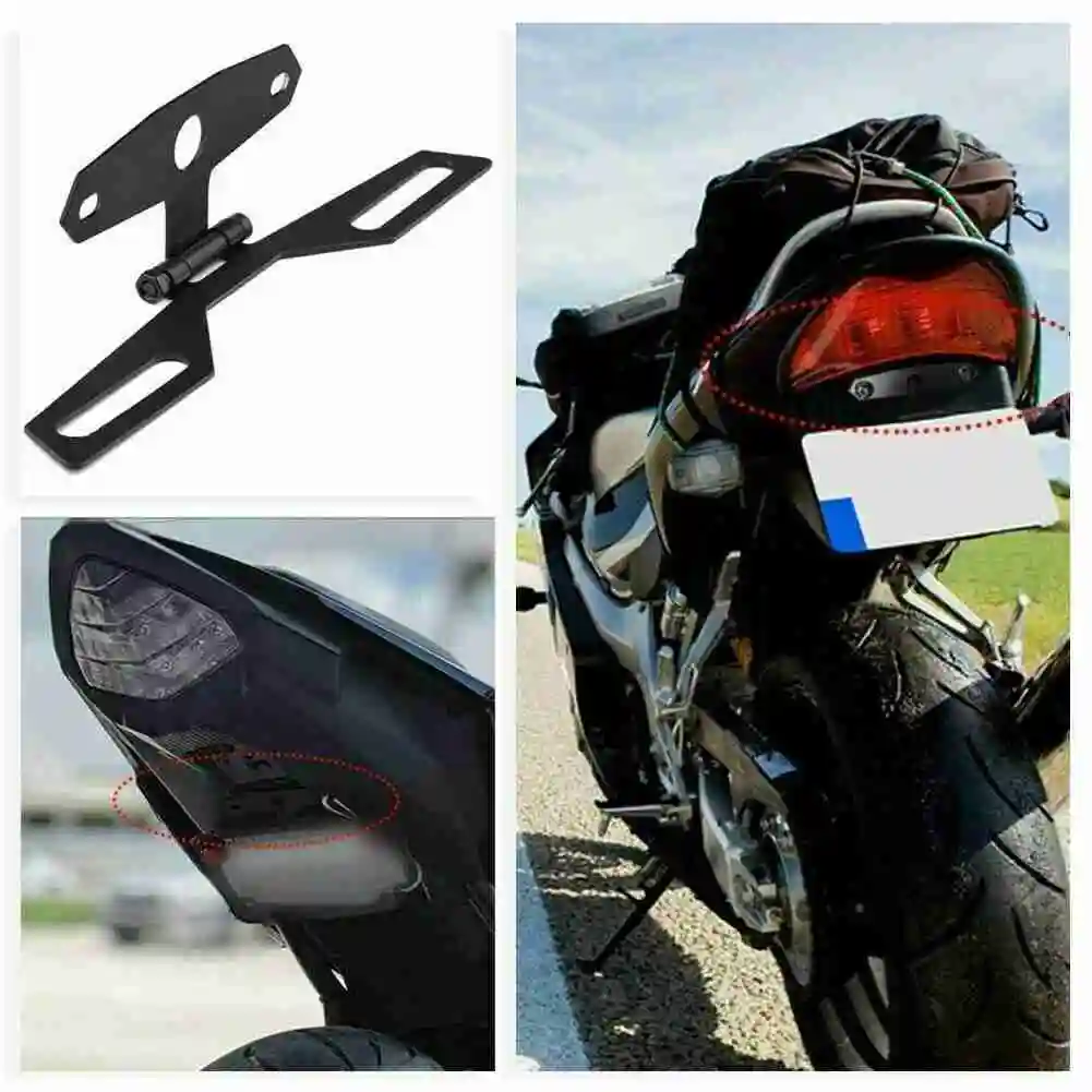 

Universal Motorcycle License Plate Bracket Taillight Holder Frame Mount Plate Motorbike Number Mount Folding Support Access K8J2