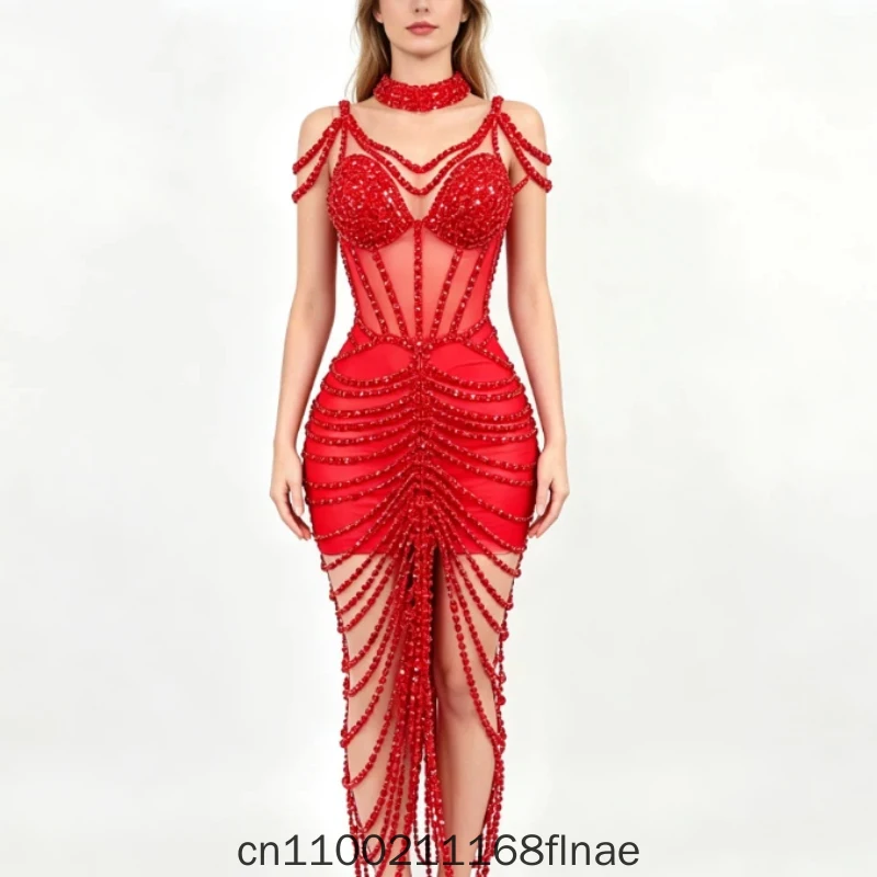 Modern Dance Dress Temperament Hot Selling Fashionable Camisole Long Dress Sexy Waistline Slim Fit Dress Light Luxury High-end