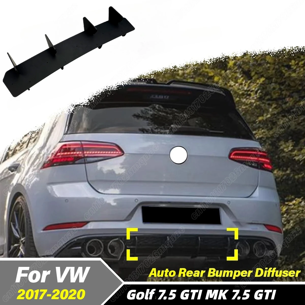 

Для Volkswagen Golf 7.5 R MK7.5 R 2017 2018 2019 2020: Комплект декоративных аксессуаров для заднего бампера — спойлер, диффузор, накладка