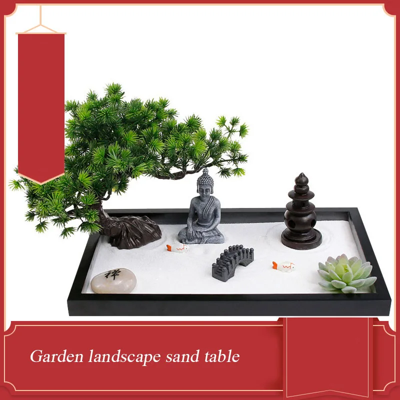 Chinese Zen Sand Tray Ornaments Rounded Lines Simulation Garden Landscape Decoration Creative Dry Landscape Decoration