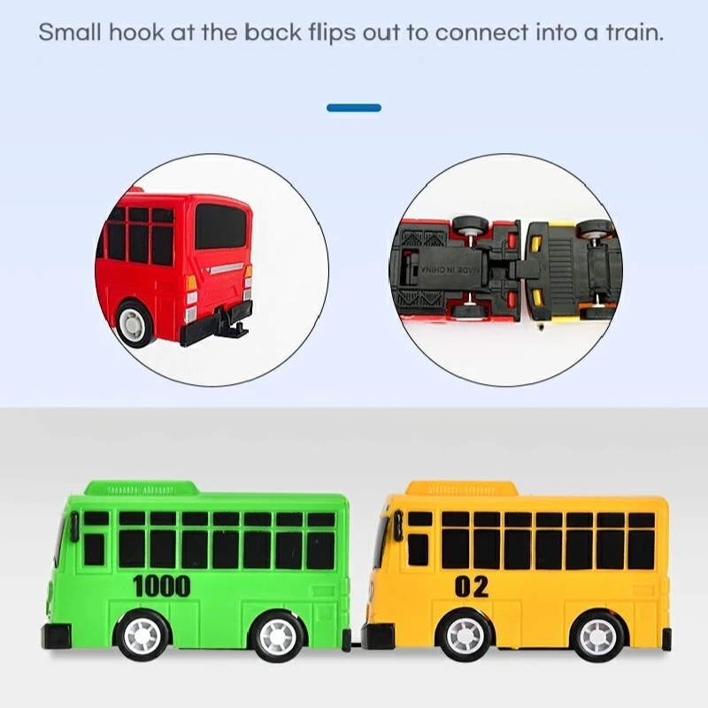 Nowy Zestaw Zabawek Mini Bus Tayo, Mały Autobus z Otwieranymi Drzwiami, Autobus na Napędzie z Funkcją Przesuwania i Odbijania dla Dzieci