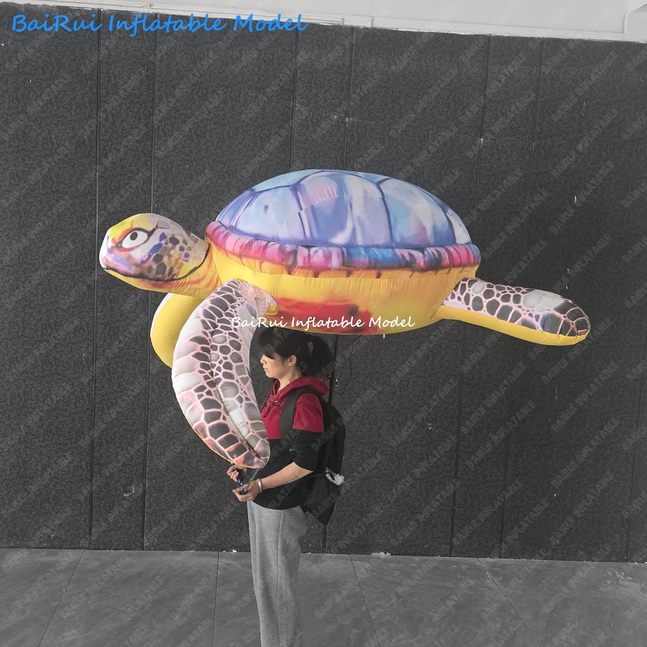 Giant Inflatable Sea Turtle Puppet with White LED Light Carnival Parade Party Performance Costume Props fro Advertising