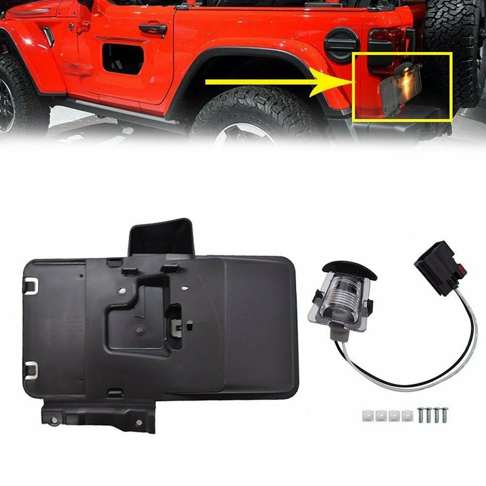 

Кронштейн для крепления заднего номерного знака и подсветки для Jeep Wrangler JK 2006-17 APO122056-N25R